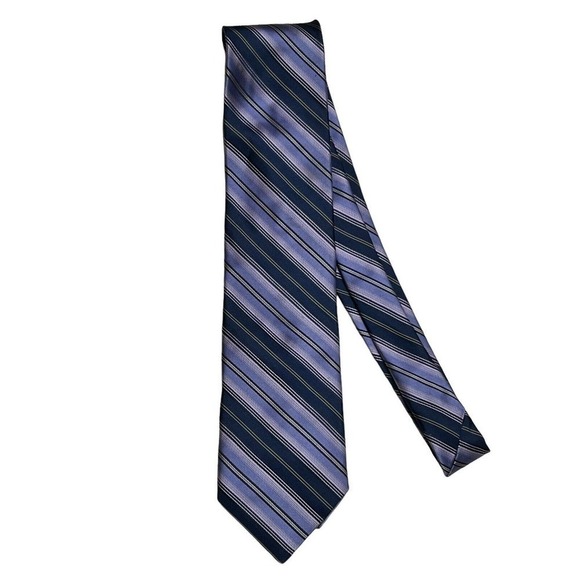 Ted Baker London Blue Purple Striped 100% Silk Tie - Picture 2 of 7